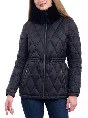 MICHAEL MICHAEL KORS Women's Quilted Faux-Fur-Collar Anorak Puffer Coat Size M